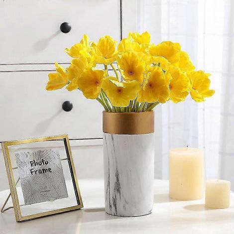 20 Stück/Lot künstliche Mohnblumen aus Pu-Mais, Hochzeitsstrauß, Dekoration für Zuhause, rosa und rot-Yellow (1/5)