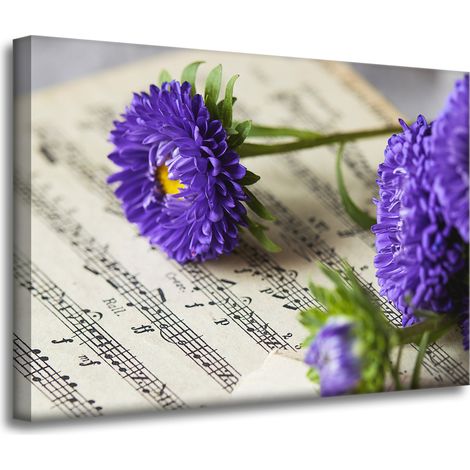 Leinwandgemälde „Musikblumen auf der Partitur“ 70x50