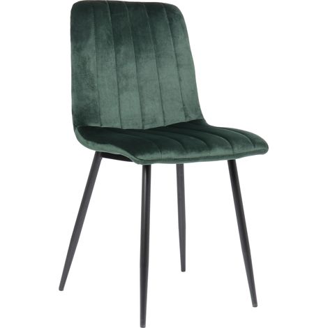 Chaise de salle à manger Dijon avec Piètement en métal noir Velours Vert (1/7)