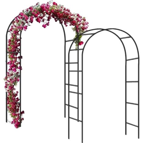 Arco da giardino in robusto acciaio, 240 cm x 180 cm, ideale per piante rampicanti, per esterni, stile vintage. (1/5)