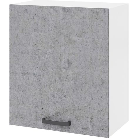 Pensile cucina 60x32x72 cm in legno bianco frassinato e cemento - Antartide