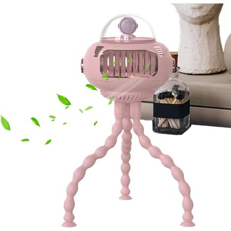 Ventilateur pour poussette bébé (rose) - Mini glacière portable pieuvre - Rechargeable par USB - Vitesse de ventilation réglable (1/5)