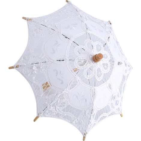 Parasol en dentelle pour mariage, parasol, parasol de soleil, décoration pour photos de mariage (petit modèle blanc) (1/5)