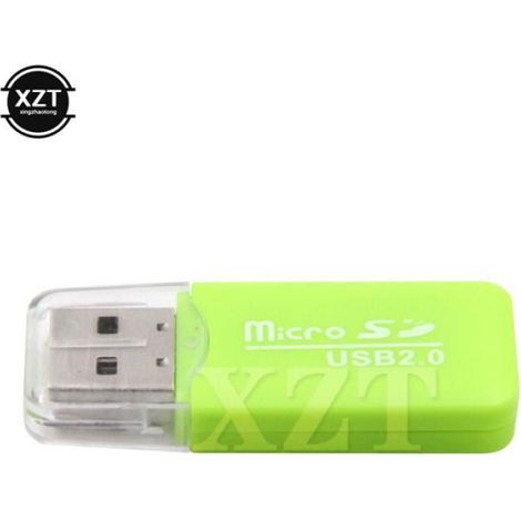 Adaptateur Carte Micro SD - USB 2.0 - Lecture Jusqu'à 40 Mo/s - Compatible SDHC/SDXC Classe 4/6/10 - Vert