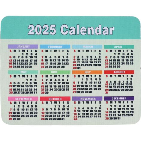 Tapis de Souris en Tissu Jiaji et Caoutchouc Calendrier 2025 Vert Surface Antidérapante, Lecture des Dates Facile, Usage Maison et Bureau (1/5)
