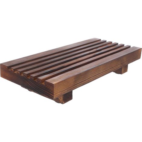 Plateau de Salle de Bain en Bois Style Ferme Support Piédestal, Multifonction et Compact, Cuisine et Décoration Lavabo Rustique'-'- (1/5)