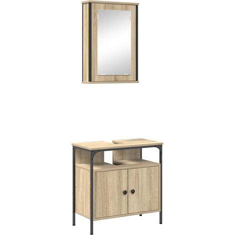 Maison Exclusive - Badezimmermöbel-Set mit Regal mit Tür 2 pcs Br