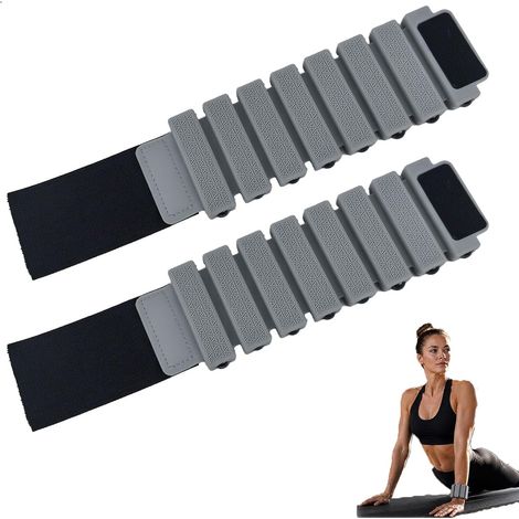 Poids Cheville, Poids Poignet, Poids Pilates Lot de 2 (env. 250g chacun / 0,5 lb) Gris 33x7,5 cm Remplissage de Billes d Acier Réglable Silicone Antidérapant et Anti Odeur Pour Poignets et Chevilles (1/5)