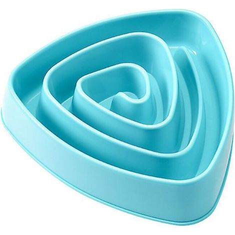 Gamelle bleue anti-glouton pour chiens et chats - Forme triangulaire pour éviter la suralimentation et les risques d'étouffement (1/5)
