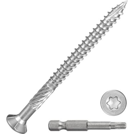 Lot de 300 vis de terrasse 10 x 2-1/2 pour les terrasses, clôtures, cadres, fermes, meubles d'extérieur Vis à bois en acier inoxydable 410 avec embout Torx T25 Argent (1/5)