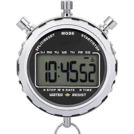 Tragbare digitale Stoppuhr mit großem LCD-Bildschirm, wasserdicht, mit Tagesalarm und einer Genauigkeit von 1/100 Sekunde, ideal für Sporttraining (Fußball usw.). (1/5)