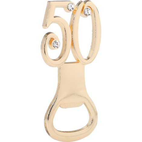 Digitaler Flaschenöffner 50 aus Goldlegierung mit Strasssteinen – Geschenkidee für Hochzeiten, Geburtstage, Partys und Bars (1/5)