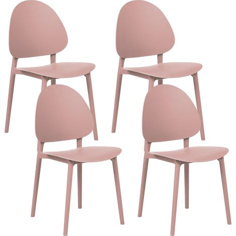 Set di 4 sedie da pranzo in plastica per interni ed esterni senza braccioli rosa Ceara