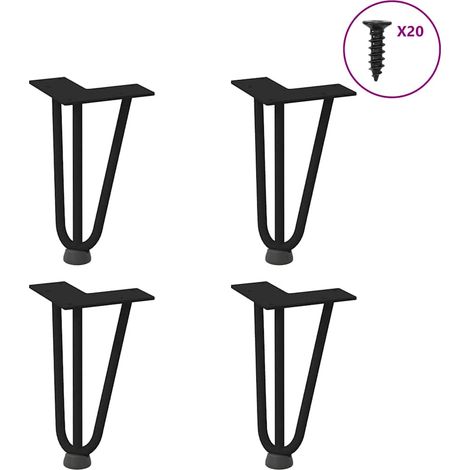 Haarnadelbeine für Couchtisch 4 Stk. Schwarz 20 cm Massivstahl