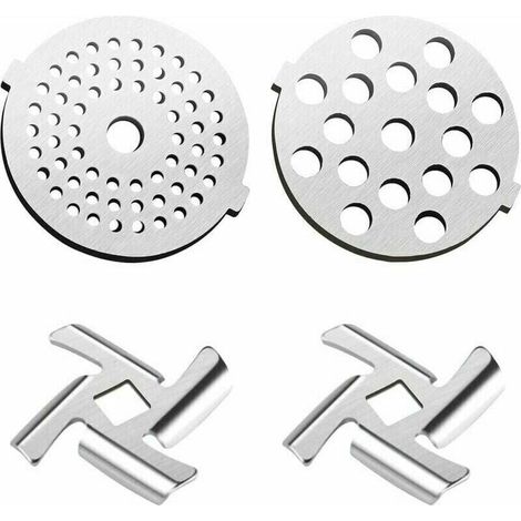 Tigrezy Electric Meat Grinder Replacement Set, 2 Pieces Meat Grinder Blades, 2 Pieces Grinding Plates 5 7 MUMU (1/4)