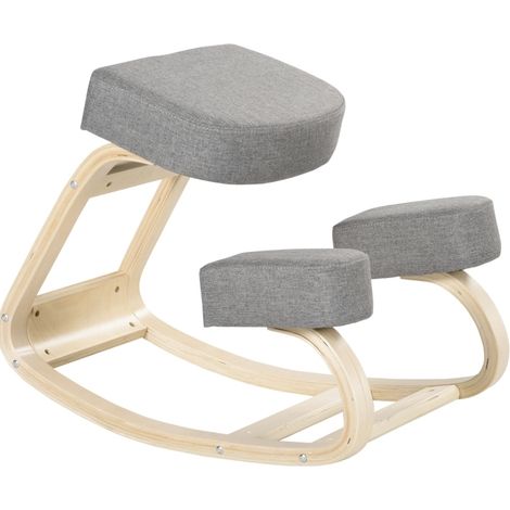 Silla de rodillas ergonómica de madera de abedul gris, 120 kg (1/5)