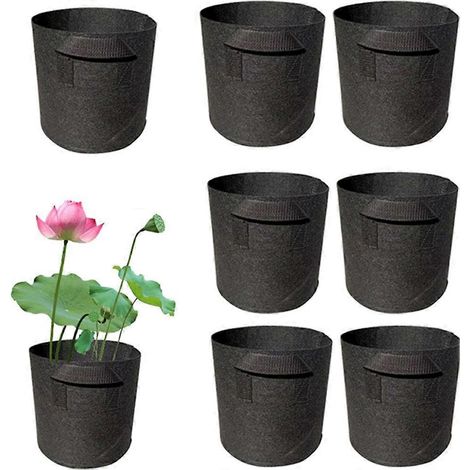 Lot de 8 pots à nénuphars, adaptés aux bassins, en tissu non tissé épais, avec poignées, durables et respirants. (1/5)