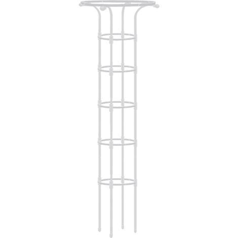 Soporte para plantas trepadoras fabricado en tubos metálicos recubiertos de plástico con anillas – Blanco/Negro – 185 cm x 20/25/28 cm – Estructura de soporte para clemátides, rosales y buganvillas. (1/5)