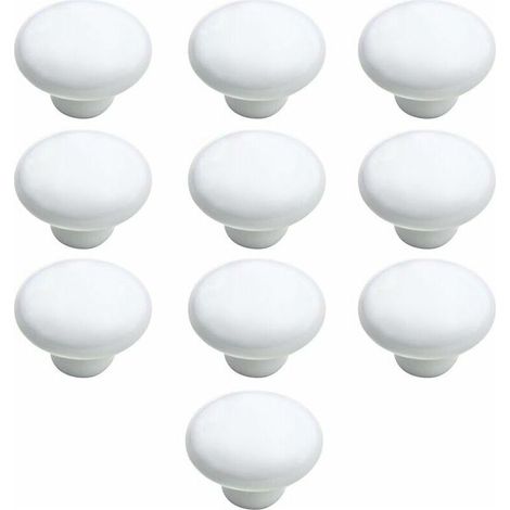 Bouton Porte 10 PCS 33mm Céramique Poignée Porte de Cuisine Armoire à Tiroirs Porte Boutons Blanc (1/5)