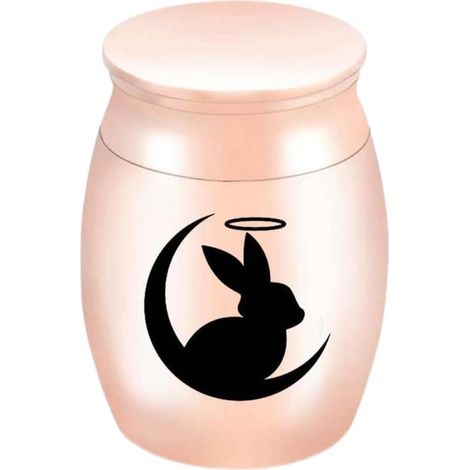 Urnas de cremación, lindas urnas de recuerdo de conejo y luna para cenizas humanas, mini ataúd funerario pequeño de oro rosa. (1/5)