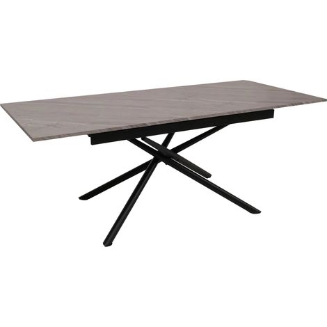Table à manger extensible structure en fer et plateau MDF extensible 160–200 x 90 cm finition effet marbre gris 040009288