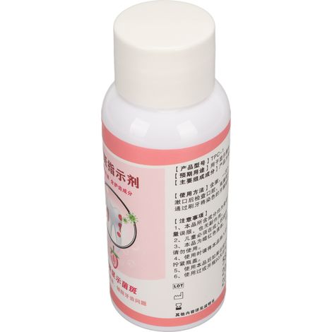 Agent révélateur de plaque dentaire, test de tartre buccal, indicateur de plaque dentaire liquide avec gobelet doseur gradué, 60 ml (1/5)