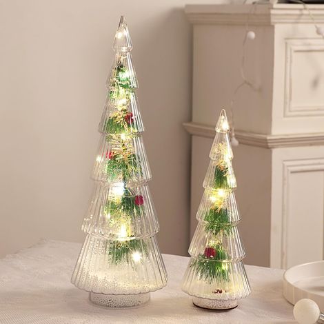 Mini Sapin de Noël avec Lumineux LED, Petit Sapin de Noël Artificiel, Décoration de Noel, Acrylique Arbre de Noel Miniature, Christmas Tree Lumineux pour Décoration de Table, Chambre (1/5)