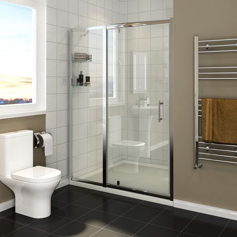 ELEGANT 700mm Pivot Hinge Shower Door 6mm Safety Glass Reversible Shower Enclosure Cubicle (1/5)
