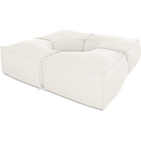 EVERGREENWEB Salotto da giardino Elegante, Tessuto di alta Qualit… Idrorepellente e sfoderabile - Pouf da esterno giardino, Outdoor & Indoor- Puff divano 4 pezzi 200x200 cm, Made in Italy BIANCO (1/5)