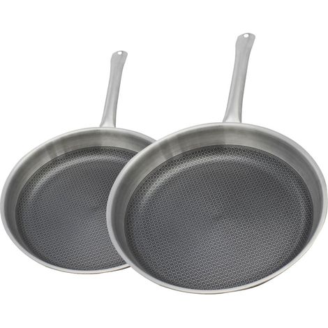 Lot de 2 poêles Elo Relief Solution 24 cm et 28 cm en inox sans PFAS (1/5)