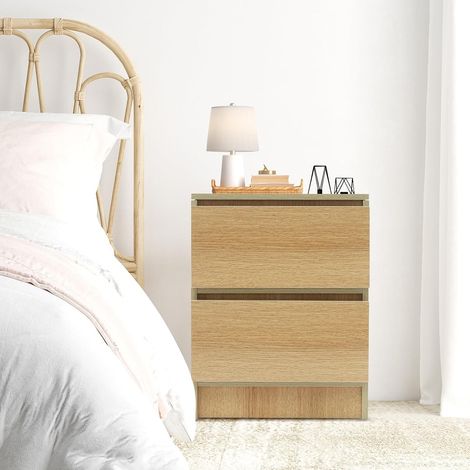 Table de chevet moderne avec 2 tiroirs - Table d'appoint simple - Table basse - Armoire à tiroir - Facile à monter et à nettoyer - Pour chambre à coucher / salon - Charge maximale : 30 kg 323041cm (1/5)