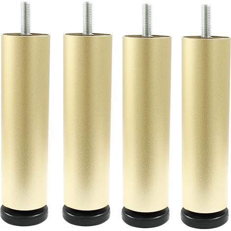 Set di 4 gambe per mobili dorate da 6 pollici, piedini di ricambio per divano in lega di alluminio con filettatura M8 per armadietto, credenza, scrivania (1/5)