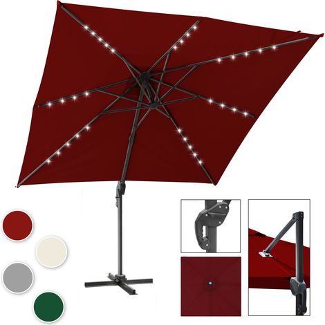 TolleTour LED Sonnenschirm Rot – Marktschirm für Terrasse & Balkon, wasserabweisend, mit integrierter Beleuchtung
