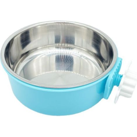 Gamelle et écuelle pour chien　Caisse Chien Bol Amovible en Acier Inoxydable Gamelle à Suspendre pour Animal Domestique Cage Petit Bol d'eau Feeder Nourriture pour Chiens Chats Lapins（bleu）
