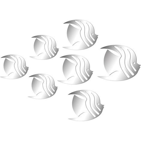 Stickers Muraux 3D Poissons Tropical Miroir Plastique Étanches Décoration Murale Moderne Pour Salon Chambre Bureau 7 Pièces 19 X15.5 CM (1/5)