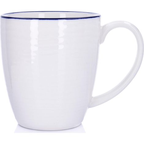 Porzellanbecher 400 ml, weiß und marineblau, handgefertigt, Krog Duka (1/5)