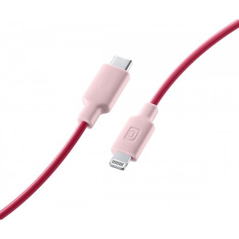Cellularline Lade- und Datenkabel rosa 100cm USB Type-C auf Apple Lightning USBDATAC2LMFISMARP