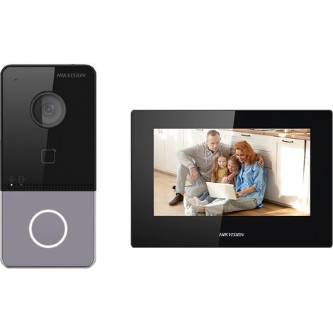Hikvision – Kit de porte vidéo IP avec moniteur 7' – Caméra HD 2 Mpx – Alimentation PoE – Communication bidirectionnelle – Degré de protection IP65 - Ds-kis605-p
