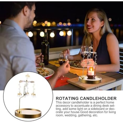 1 photophore rotatif romantique en métal pour bougeoir, design unique pour table à manger, décoration d'intérieur, anniversaire de mariage, centre de table élégant (1/5)