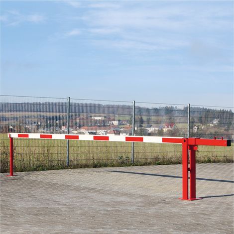 MORAVIA Systemschranke COMPACT Gegengewicht Pendelstütze Rundzylinder rot-weiß 4000mm (1/5)