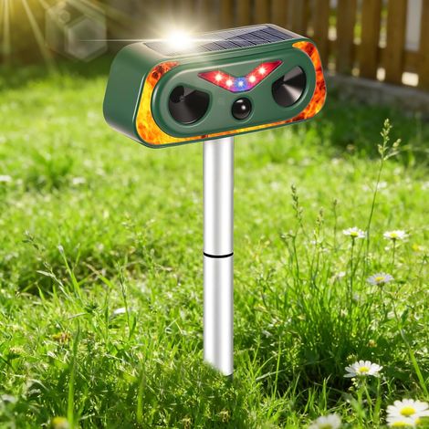 Solar-powered ultrasonic garden repellent with PIR sensor detection, USB charging, waterproof repellent for cats, birds, and pigeons for gardens and yards (PEL-25-OA) (1/5)
