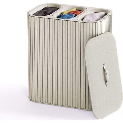 Joseph Joseph 646221-01 Tota Trio Luxe Cesta portabiancheria 3 scomparti in bambu' colore Beige