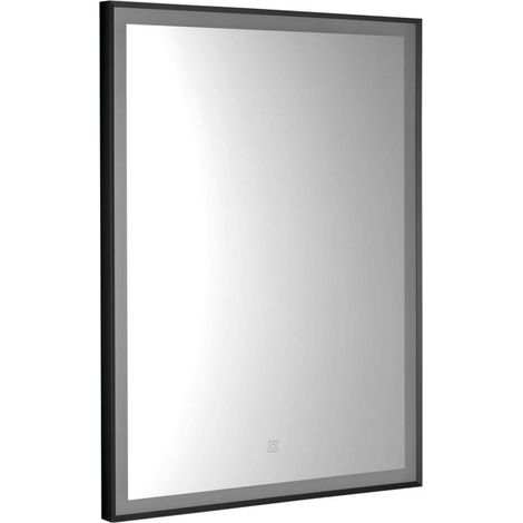 Aqualine - Specchio con illuminazione LED, 80x60 cm, sensore tattile, nero opaco CN060 (1/5)