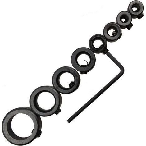 3–16 mm Bohrer, Tiefenanschlagring, Ringpositionierer, Ringpositionierer, langlebiger Holzbearbeitungsbohrer mit Sechskantschlüssel (8 Stück Tiefenanschlag-Tiefenkragen) (1/5)