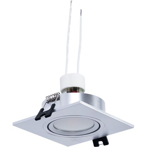 Kit Collerette spot carré 93x93mm (argent) + Ampoule GU10 5,4W + - Blanc Neutre
