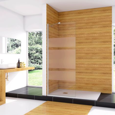 Box Doccia Walk In 60x190 cm Parete Fissa in Vetro Temperato 6 mm Anticalcare Multi Fasce Satinate Opache con Barra Stabilizzatrice 45 cm Cromo Lucido (1/5)