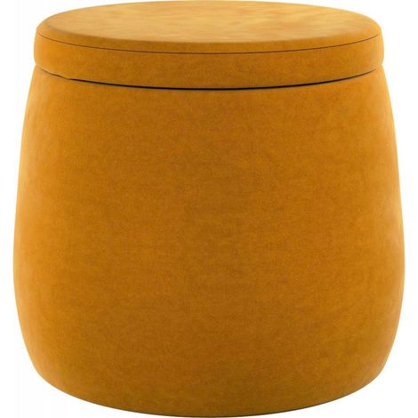 Pouf rangement en velours - Jaune Moutarde (1/5)