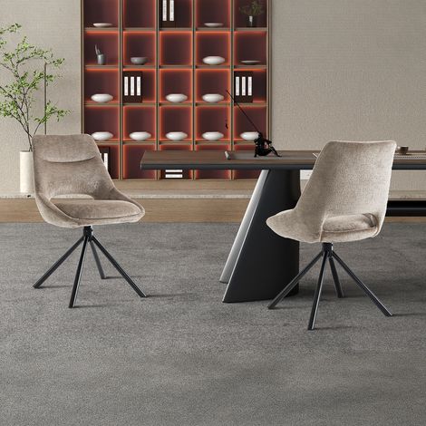 Lot de 2 chaises 53x60x85 cm en tissu taupe - ROSTAND (1/5)