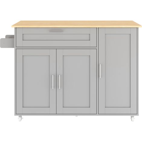 Carro de cocina con encimera abatible MDF gris 132,5 x 44(70) x 90 cm HOMVRA (1/5)
