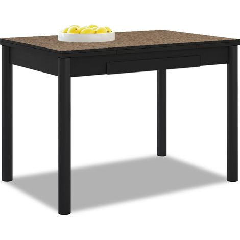 Table de Cuisine Extensible - Structure Noire avec Plateau stratifié - Couleur chêne foncé - Idéale pour Les Petits espaces - Dimensions : 90 x 50 cm - Extensible : 140 x 50 cm (1/5)